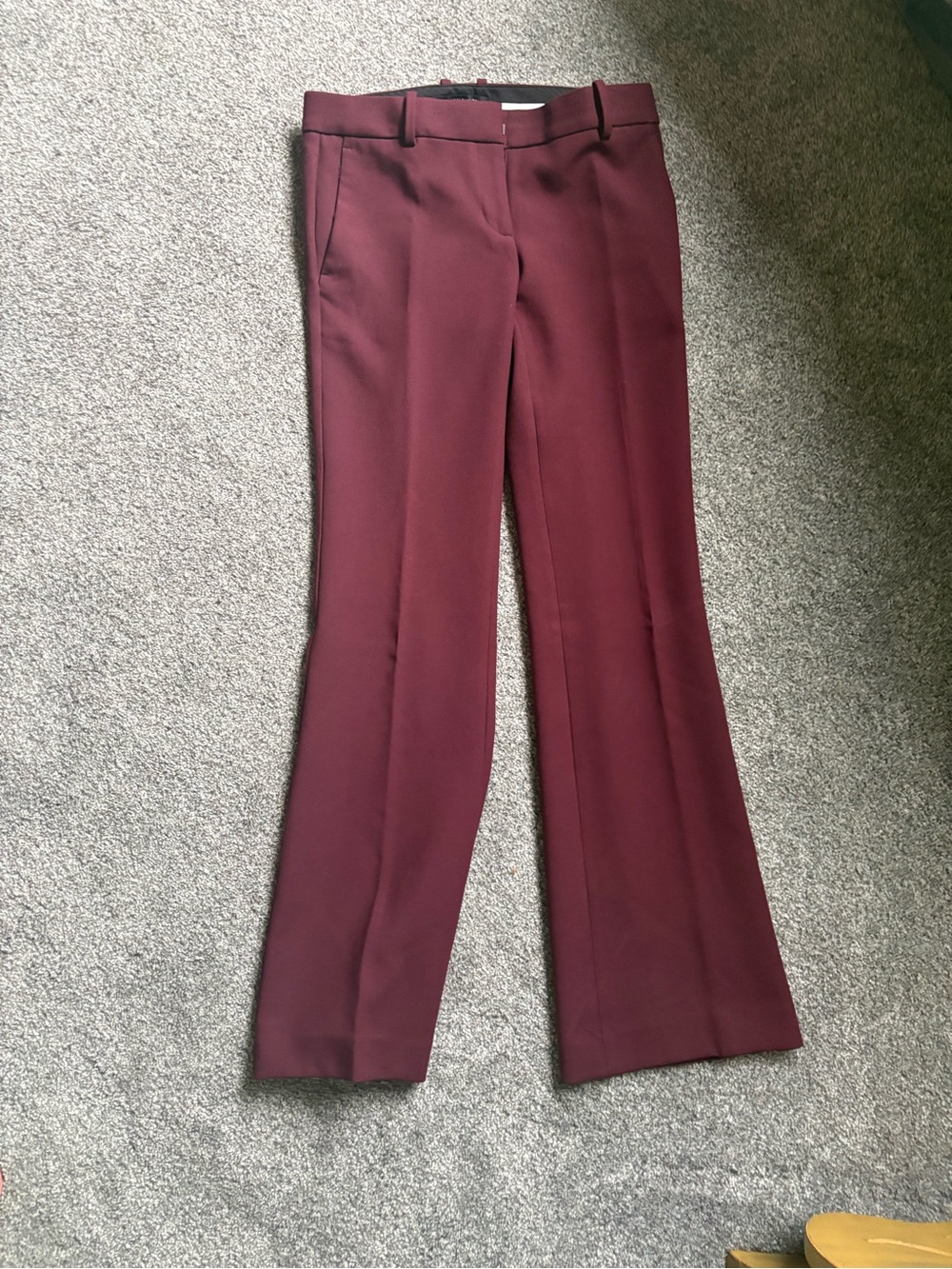 Ann Taylor Boot-Cut Dress Pants in Deep Burgundy